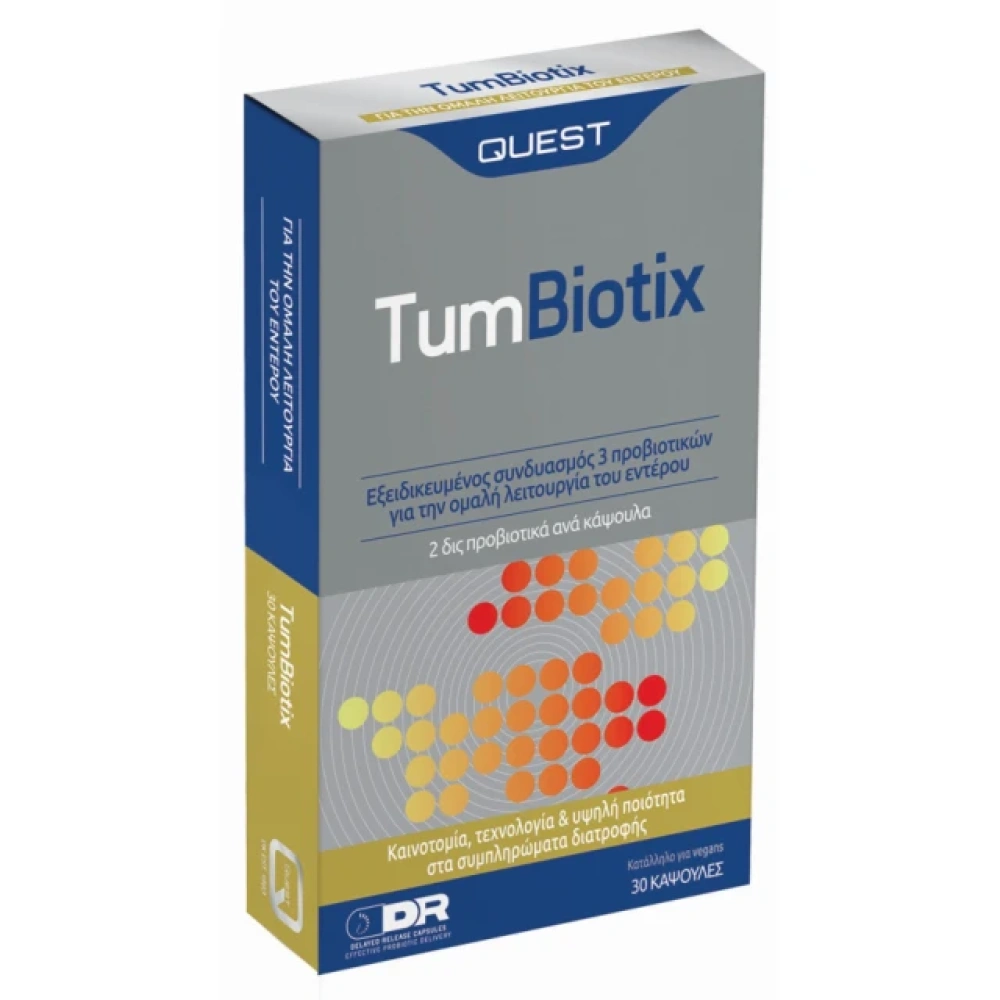 Quest TUMBIOTIX providing 2 billion L.plantarum, L.acidophilus & L.rhamnosus, 30 caps