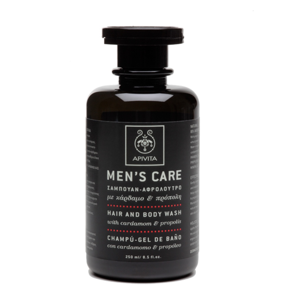 Apivita Men's Care Σαμπουάν - Αφρόλουτρο με Κάρδαμο και Προπόλη, 250ml