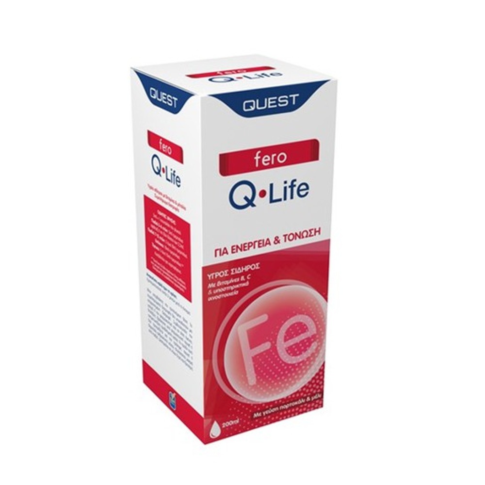 Quest Fero Q-Life Συμπλήρωμα Υγρού Σιδήρου με Γεύση Πορτοκάλι & Μέλι για Ενέργεια & Τόνωση, 200ml