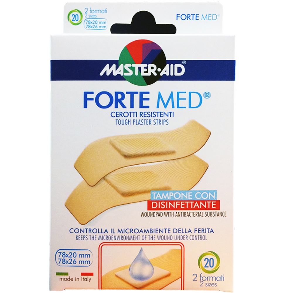 Master Aid Forte Med, Αυτοκόλλητοι ΜικροεπίδεσμοΙ Στενοί & Φαρδιοί, 20τμχ.