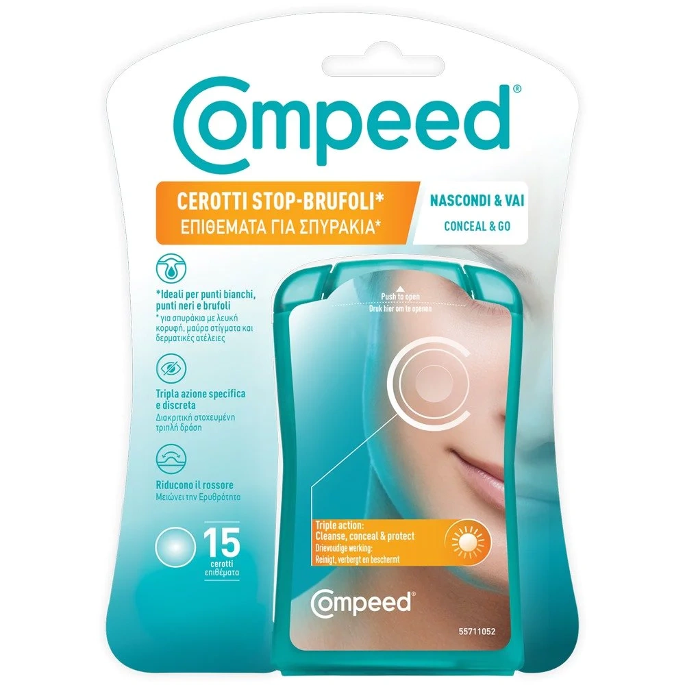 Compeed Cerotti Stop-Brufoli Επιθέματα για Σπυράκια για Καθαρισμό, Κάλυψη & Προστασία, 15τμχ