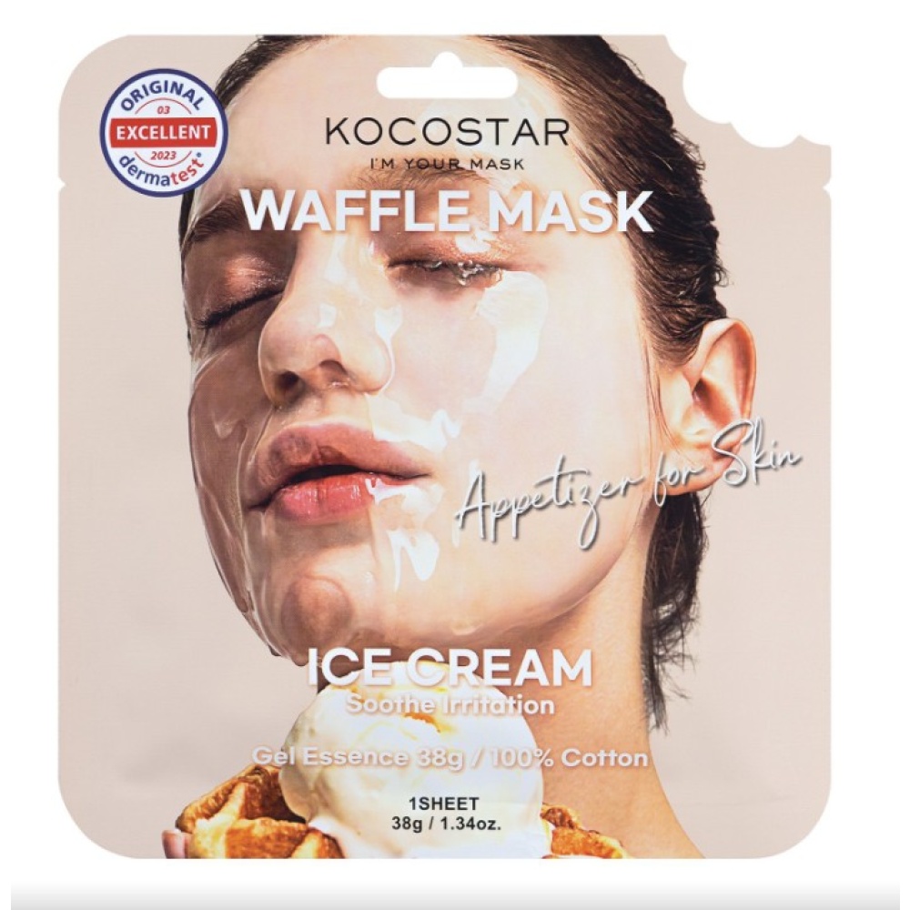 KOCOSTAR WAFFLE FACE MASK ICE CREAM Εμποτισμένη καταπραϋντική μάσκα προσώπου