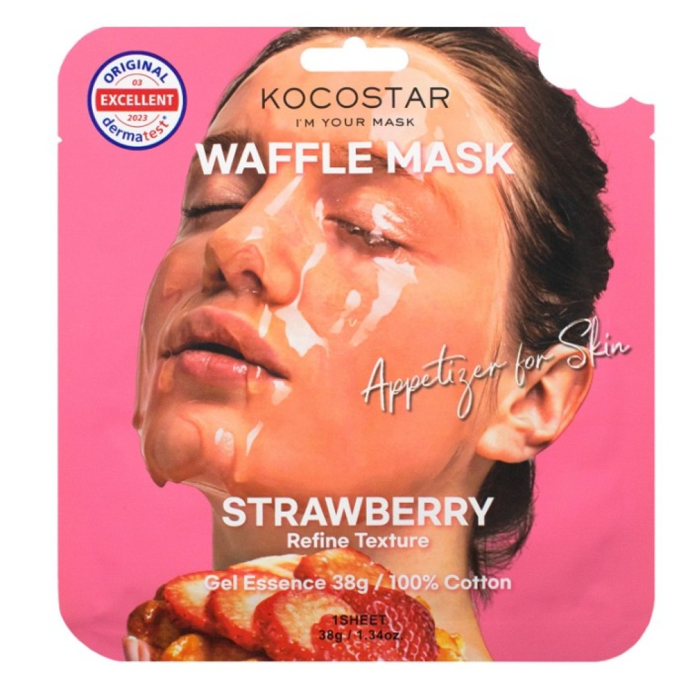 KOCOSTAR WAFFLE FACE MASK STRAWBERRY Εμποτισμένη μάσκα καθαρισμού