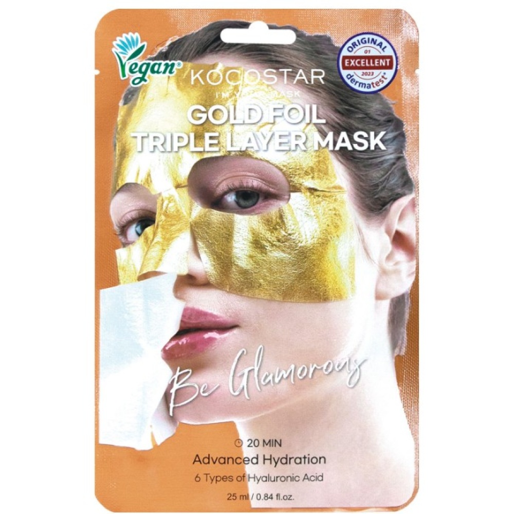 KOCOSTAR PREMIUM GOLD FOIL TRIPLE LAYER MASK Εμποτισμένη μάσκα προσώπου