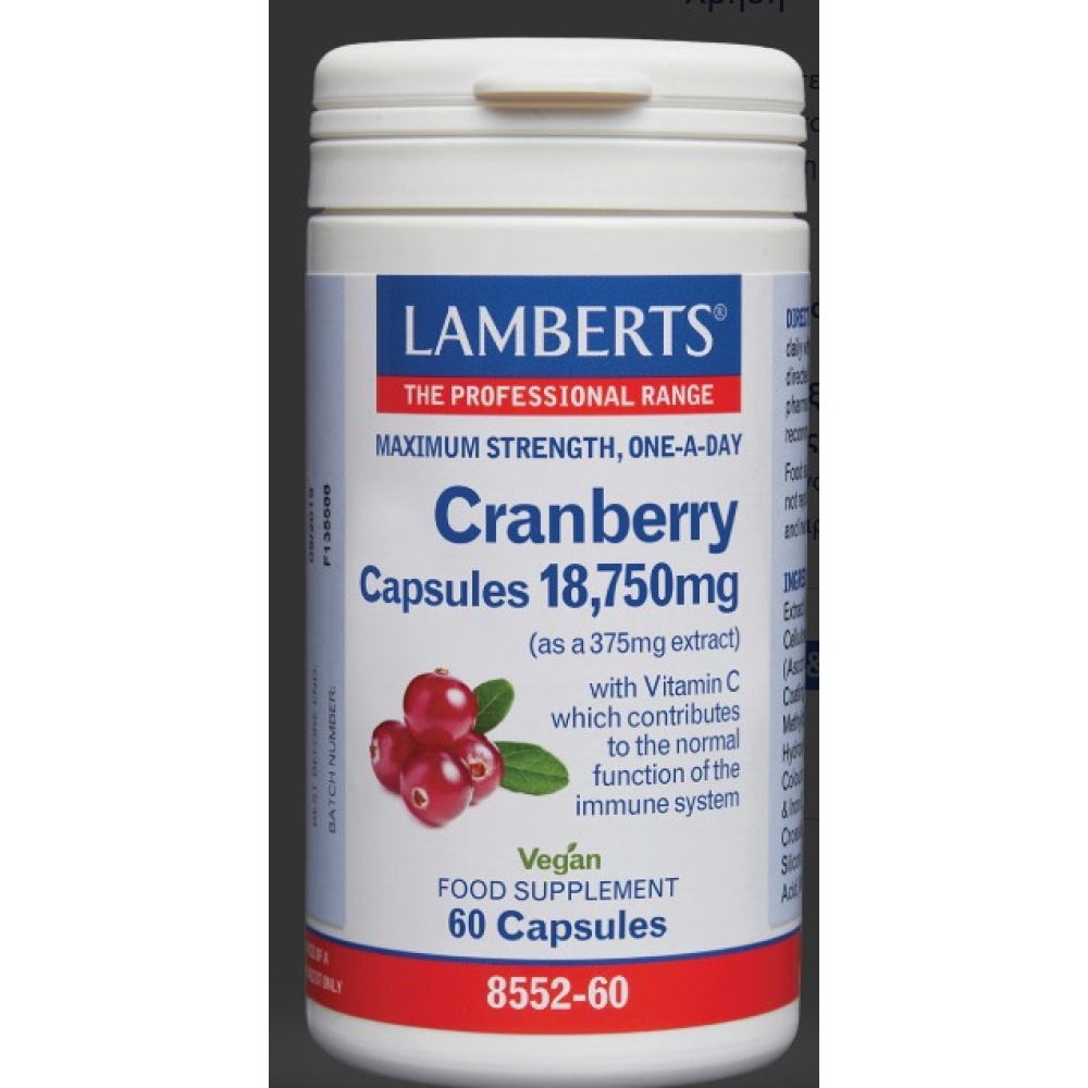LAMBERT'S Cranberry 18.750mg Υψηλής ισχύος εκχύλισμα Κράνμπερι με Βιταμίνη C