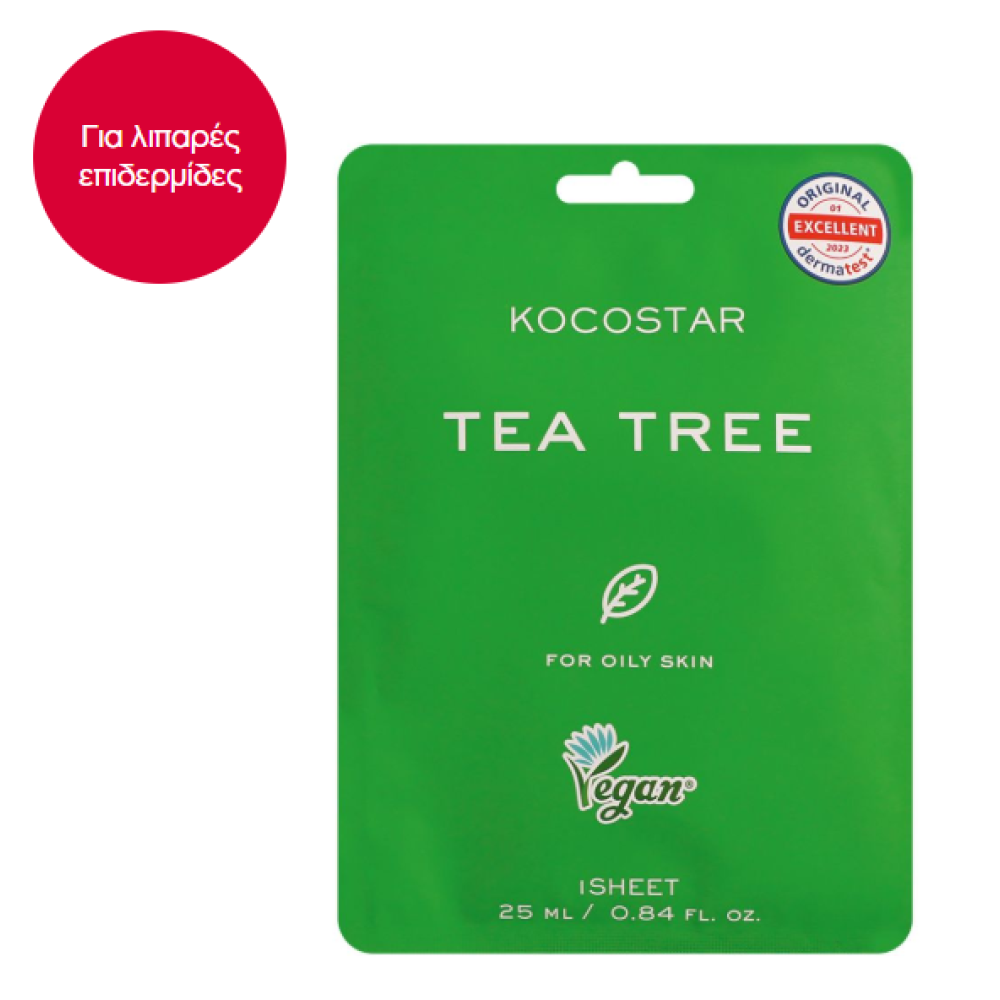 VICAN Εμποτισμένη μάσκα τόνωσης KOCOSTAR TEA TREE FACE MASK