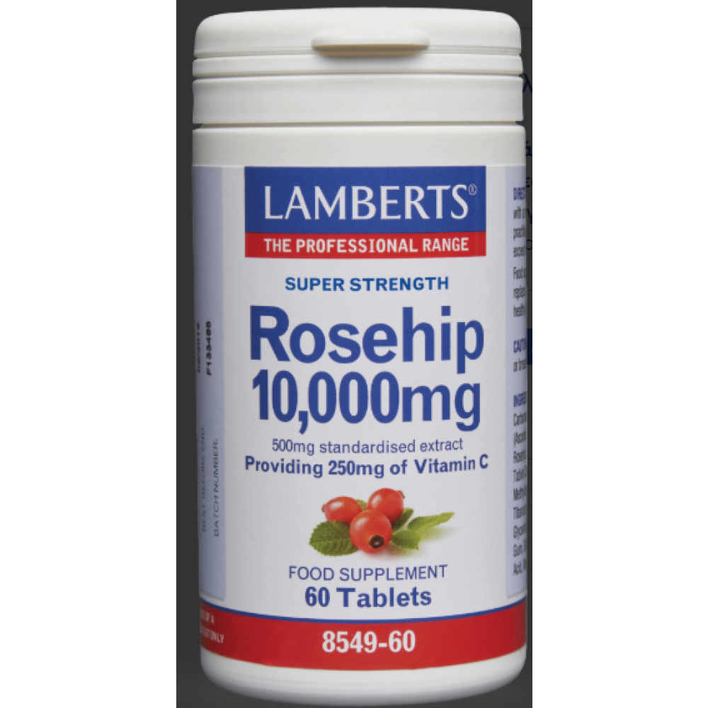 LAMBERT'S Rosehip 10.000mg Υψηλής ισχύος τιτλοδοτημένο εκχύλισμα καρπών Αγριοτριανταφυλλιάς