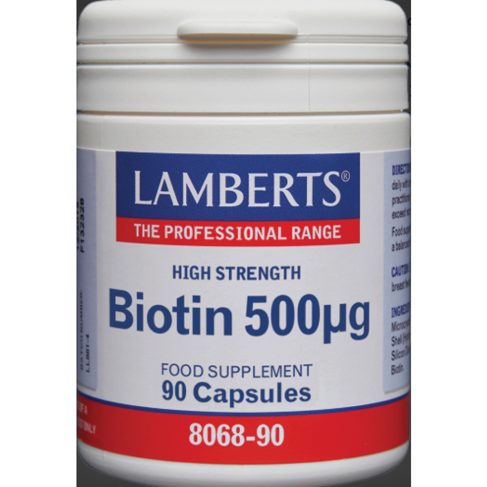 LAMBERT'S Biotin 500μg Βιοτίνη (Βιταμίνη B7) υψηλής ισχύος